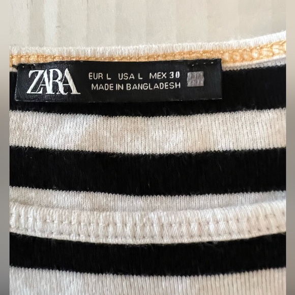 ZARA BLACK & WHITE 3/4 LENGTH SLEEVE TUNIC TOP. SIZE LARGE - Picture 7 of 7